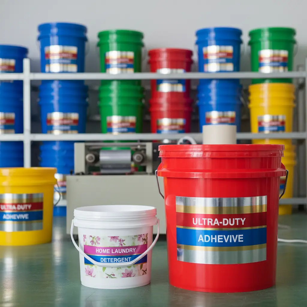 Heat transfer foils labels fir plastic household and industrial bucket