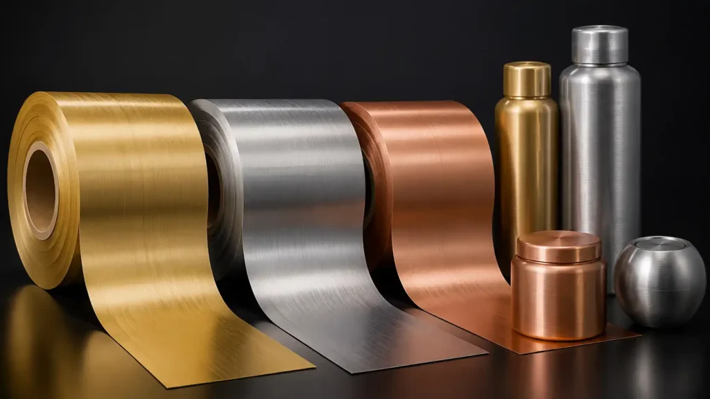 Decorative brushed metal foil